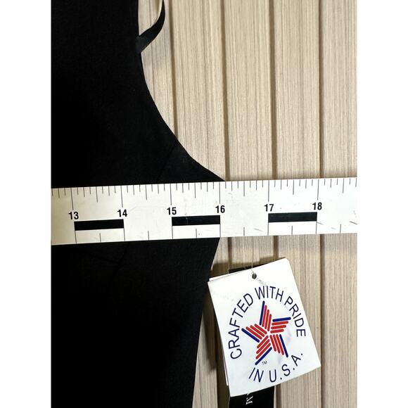 Betsy & Adam "Christine" Scuba Crepe Ruffled Bow Gown in Black Size 8 - Picture 8 of 8